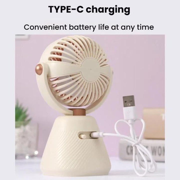 Desktop 100-speed Mini Student Bedroom Fan Portable USB Rechargeable Desktop Small Fan(Beige) | Skanto