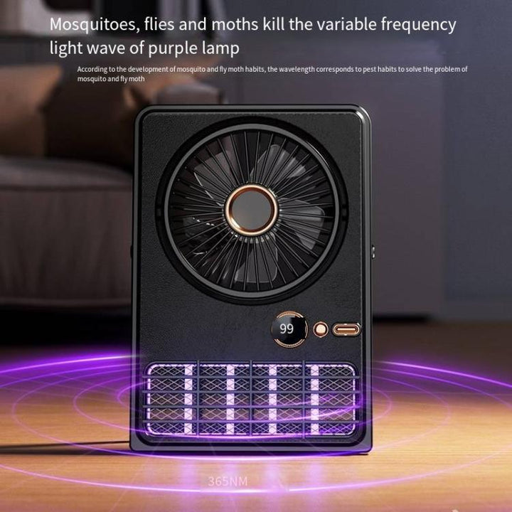 2-i-1 Husholdnings Elektrisk Vifte Myggdreper Lampe LED Digital Bordvifte, Farge: Plug-in Svart | Skanto