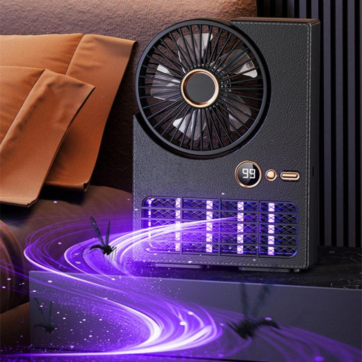 2-i-1 Husholdnings Elektrisk Vifte Myggdreper Lampe LED Digital Bordvifte, Farge: Plug-in Svart | Skanto