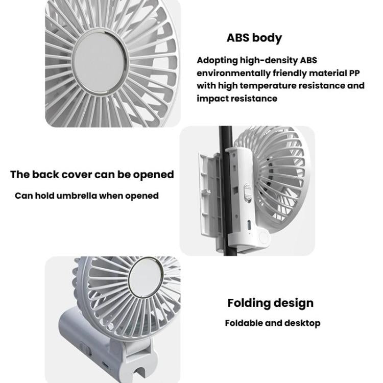 Folding Hanging Umbrella Fan USB Handheld Portable Umbrella Clip Fan Compact Desktop Fan(Black) | Skanto