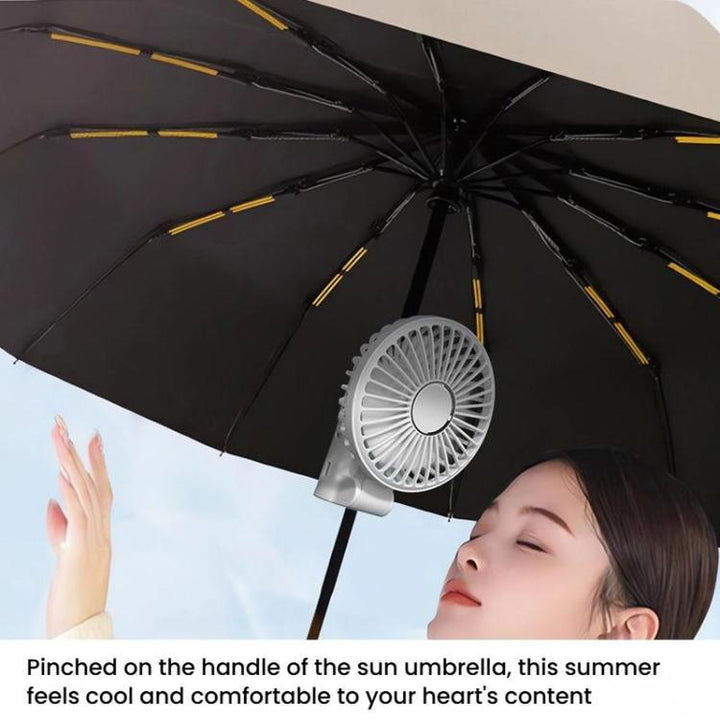 Folding Hanging Umbrella Fan USB Handheld Portable Umbrella Clip Fan Compact Desktop Fan(White) | Skanto