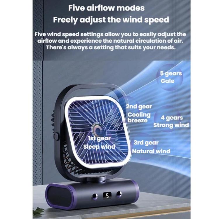 Desktop Mini Office Silent USB Veggmontert Vifte, Farge: Grå Oppladbar 1200mAh | Skanto