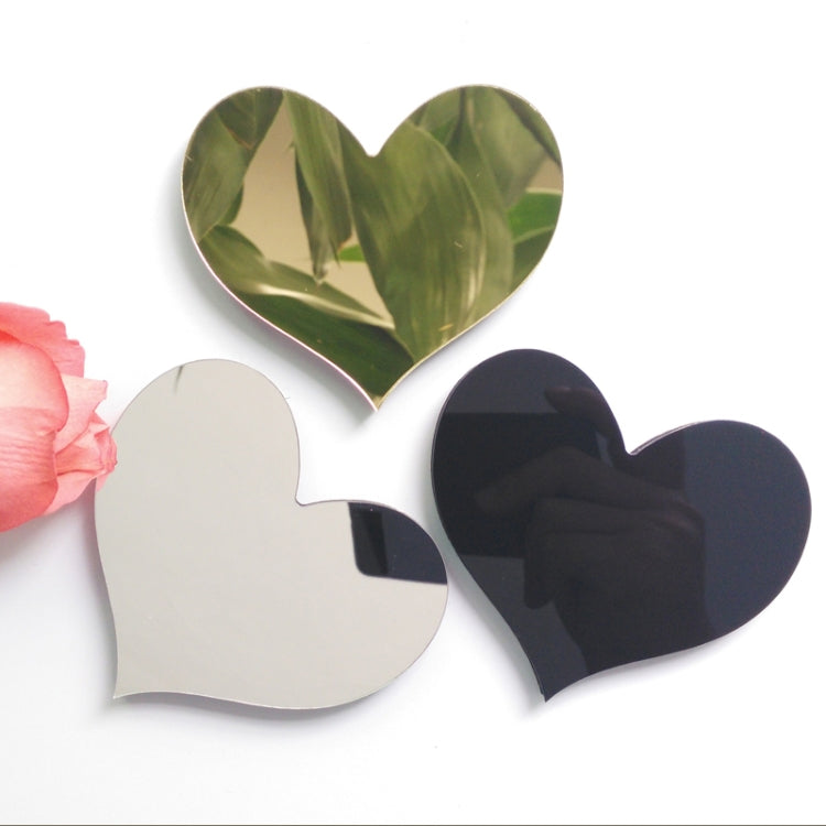 2 PCS Hjemmedekorasjon Kreativ Personlighet Engelsk Bokstav Akryl Speil 3D DIY Veggklistremerker(hjerte)