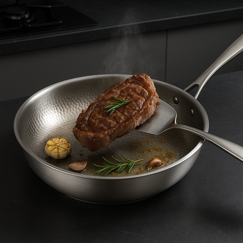Skanto | Titan Premium Stekepanne – Ikke-belagt Hammertitan Panne for Alle Kokeplater Inkludert Induksjon