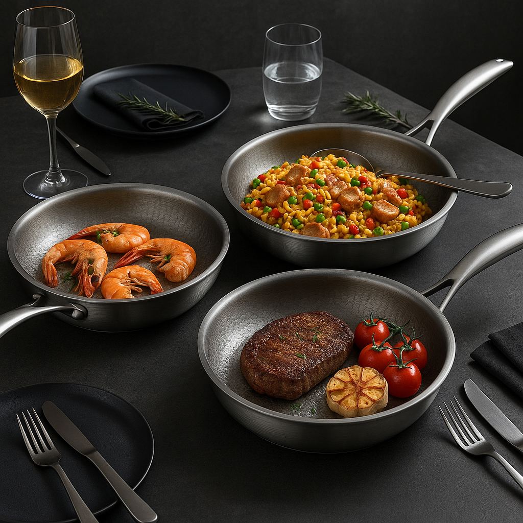 Skanto | Titan Premium Stekepanne – Ikke-belagt Hammertitan Panne for Alle Kokeplater Inkludert Induksjon