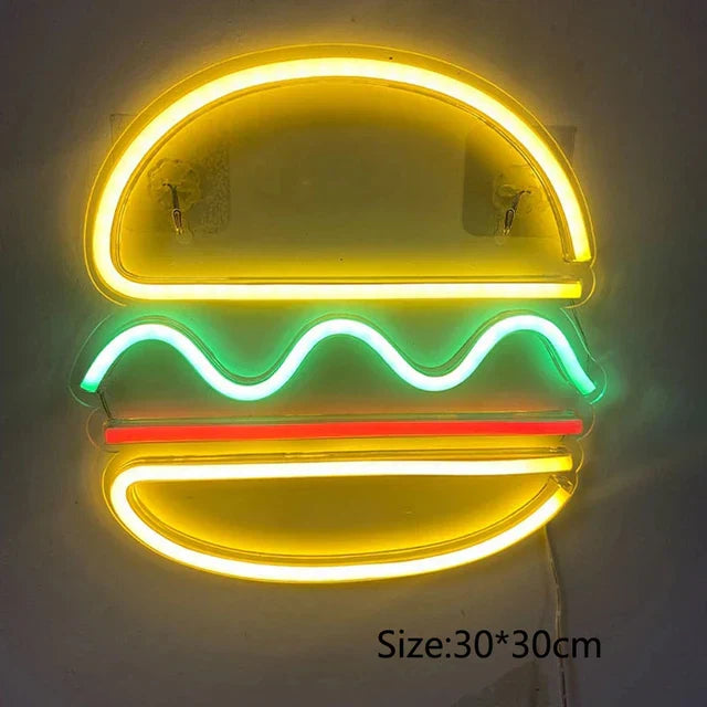 Neon Fast Food Skilt – Lysende Tacos Design, LED Nattlys for Restauranter og Kjøkken | Skanto