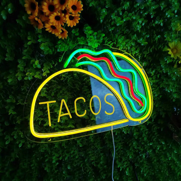 Neon Fast Food Skilt – Lysende Tacos Design, LED Nattlys for Restauranter og Kjøkken | Skanto