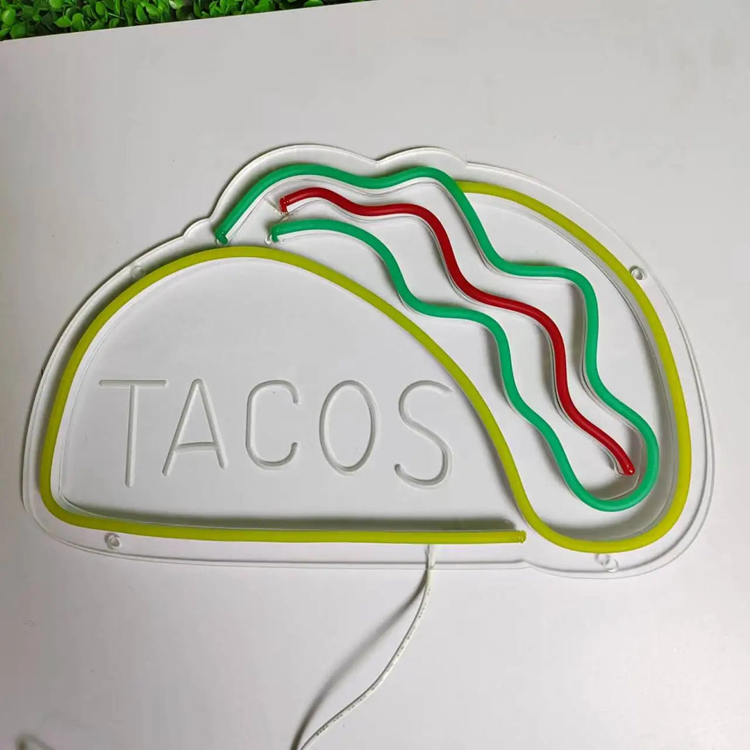 Neon Fast Food Skilt – Lysende Tacos Design, LED Nattlys for Restauranter og Kjøkken | Skanto