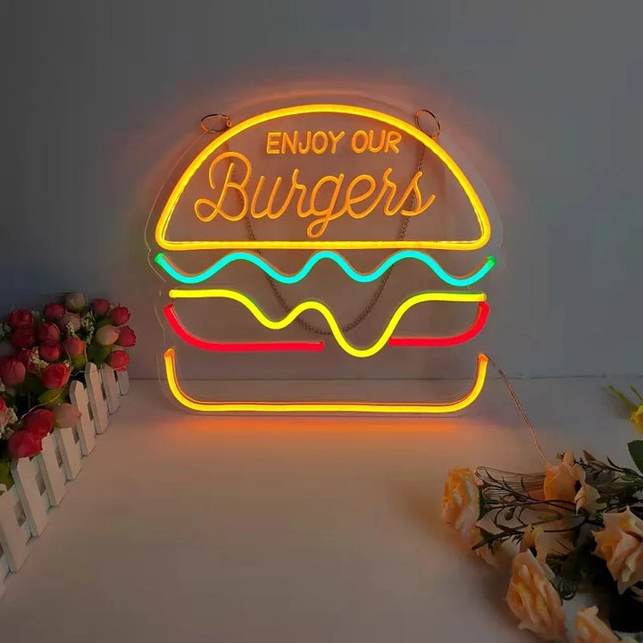 Neon Fast Food Skilt – Lysende Tacos Design, LED Nattlys for Restauranter og Kjøkken | Skanto