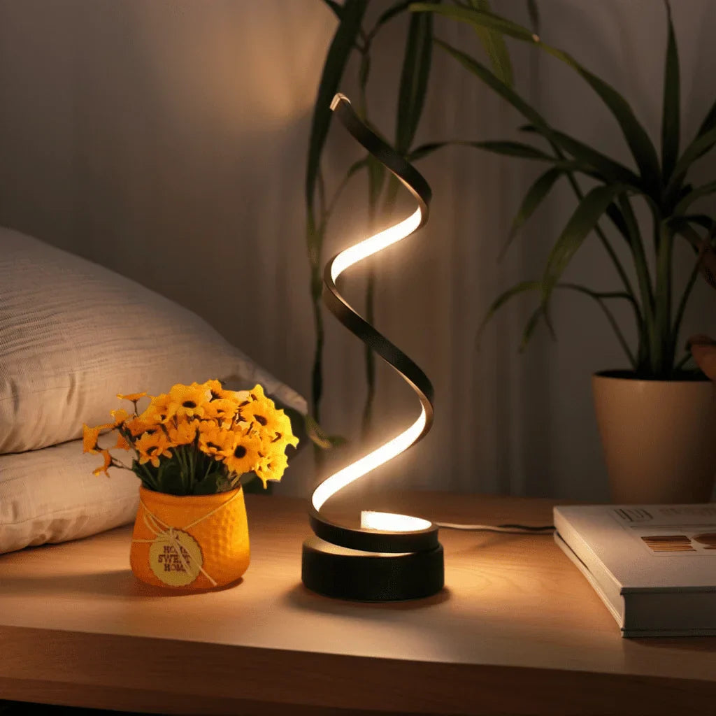 SpiralLight LED Bordlampe med Dimbar Belysning og Berøringskontroll | Skanto