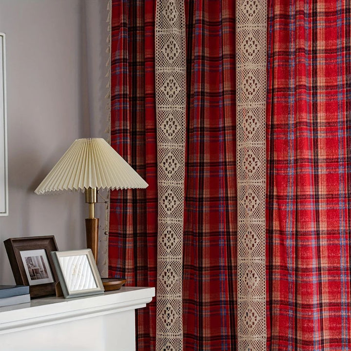 Skanto | Tartan Heklet Blonde Fringet Gardin