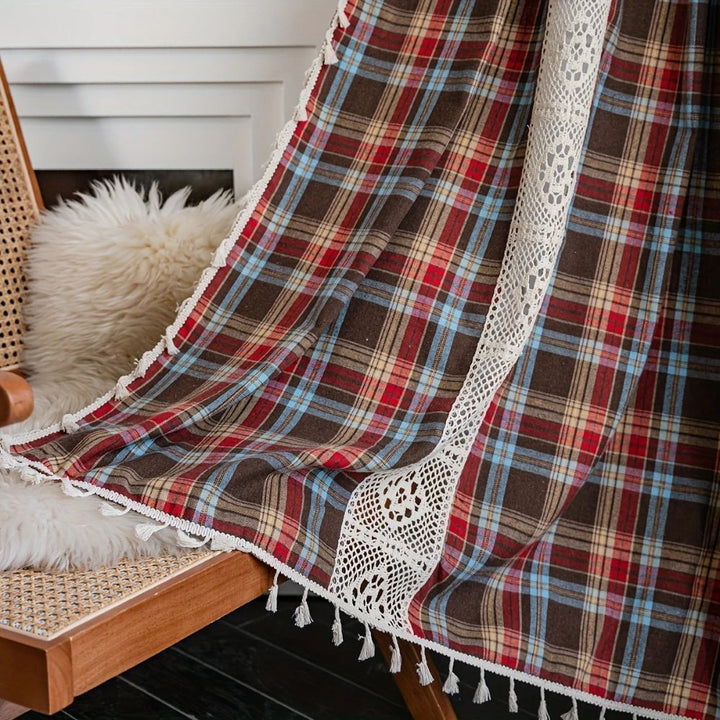 Skanto | Tartan Heklet Blonde Fringet Gardin