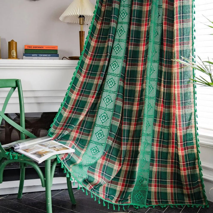 Skanto | Tartan Heklet Blonde Fringet Gardin