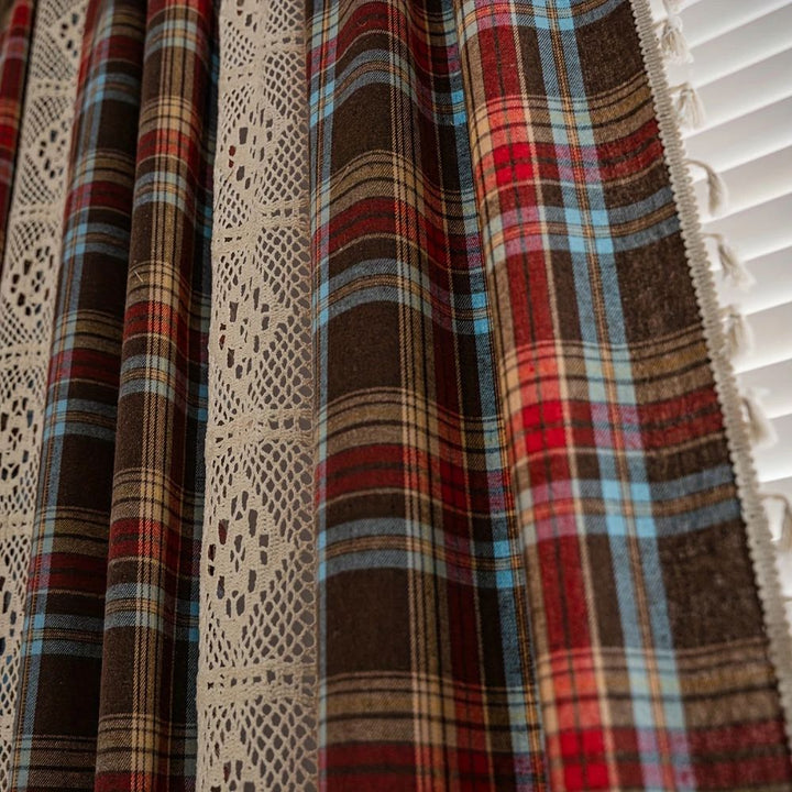 Skanto | Tartan Heklet Blonde Fringet Gardin