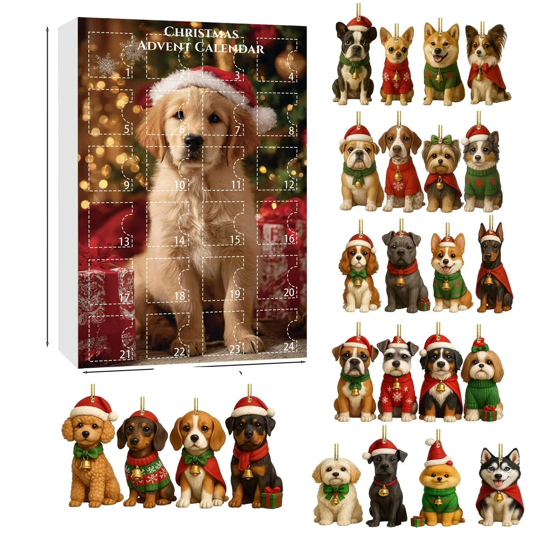 Skanto | Dachsund Adventskalender med 24 Figurer for Hundelskere – Festlig Jule-Nedtelling Dekorasjon i Flerfarge