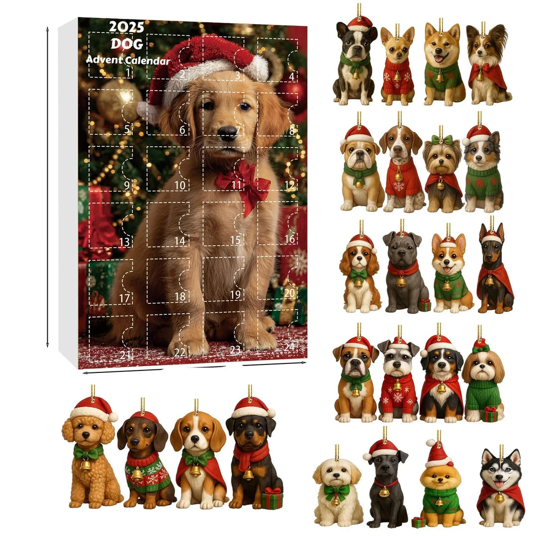 Skanto | Dachsund Adventskalender med 24 Figurer for Hundelskere – Festlig Jule-Nedtelling Dekorasjon i Flerfarge