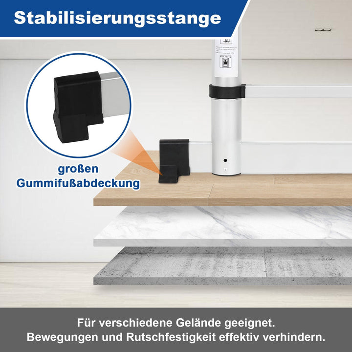 Teleskopisk stige Aluminium Belastning kapasitet opp til 150kg 2.6m-5m med stabilisator | Skanto