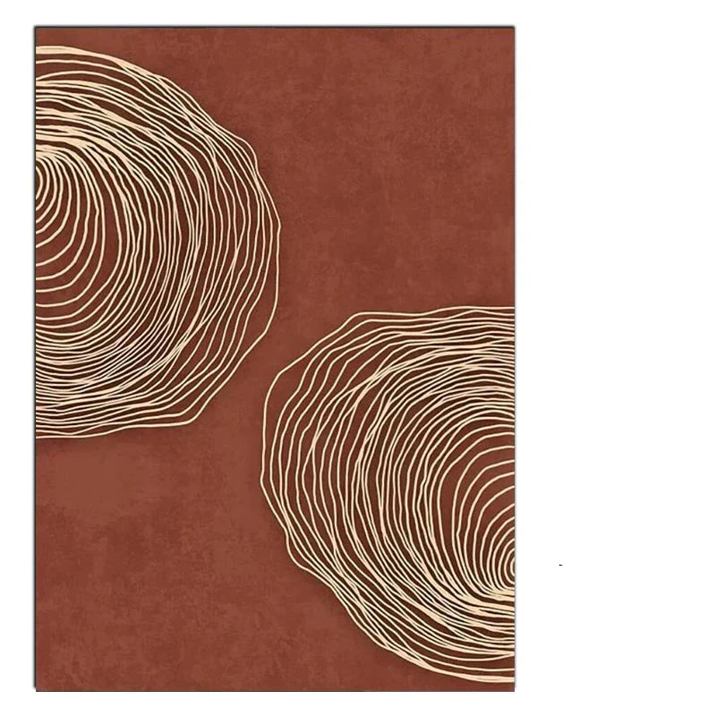 Terracotta Contours Abstrakt Minimalistisk Estetikk Veggkunst Kunstnerisk Lerretstrykk for moderne Leilighet Oppholdsrom Foyer Hjemmekontor Dekor | Skanto