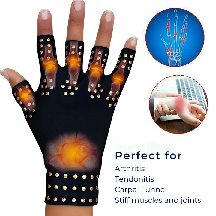 ThermaFlex Fingerless Artritts Hansker | Magnetiske Kompresjons Hansker for Artritts Smerter Lindring - Forbedret Sirkulasjon - Redusert Hevelse Skanto
