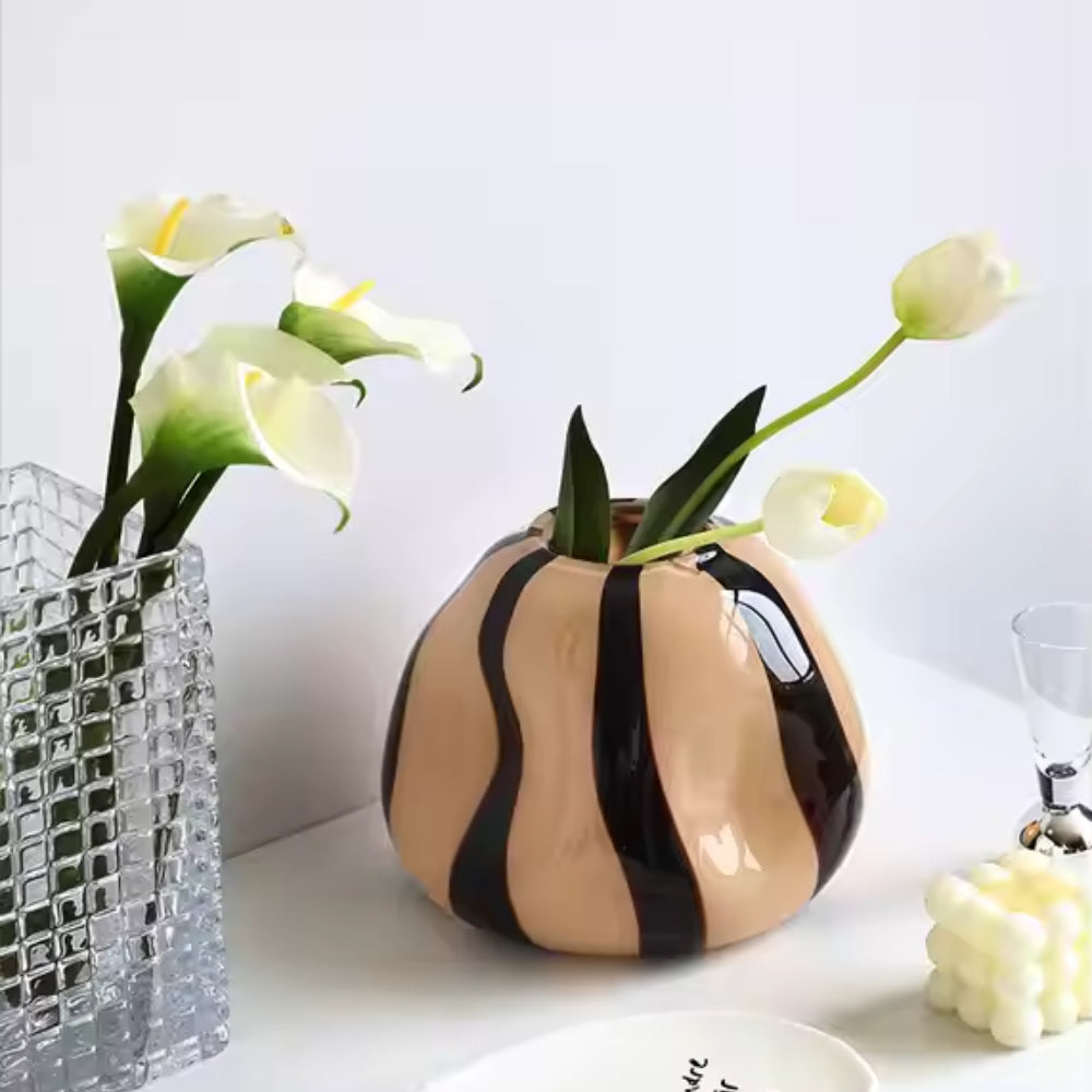 Skanto | Thurid Glass Striped Pumpkin Vase