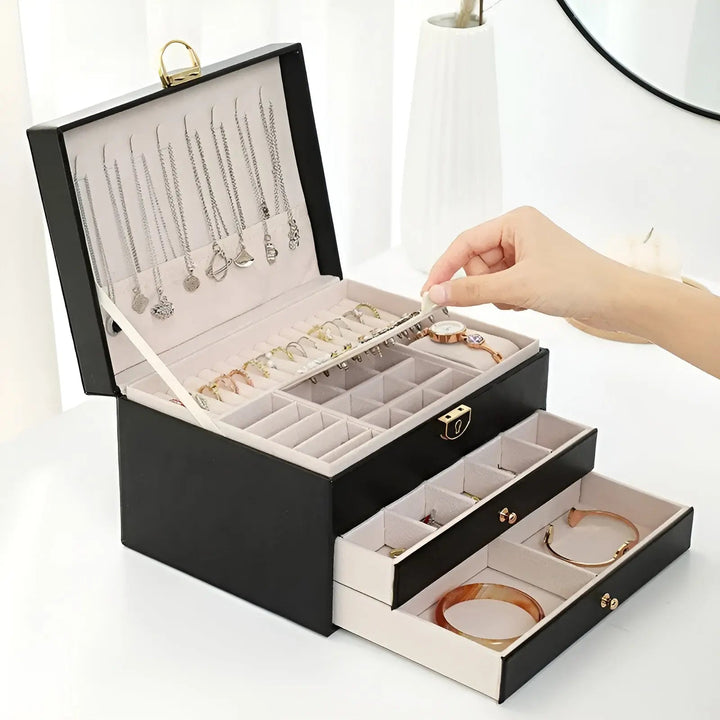 EleganceBox Luksus Smykkeskrin – Flerlagringsboks for Smykker | Skanto