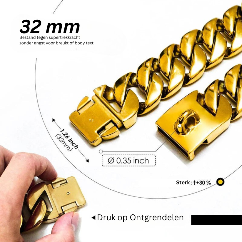 Skanto | KrachtNeck Metall Hundehalsbånd – Robust Rustfritt Stål Halsbånd for Store Hunder