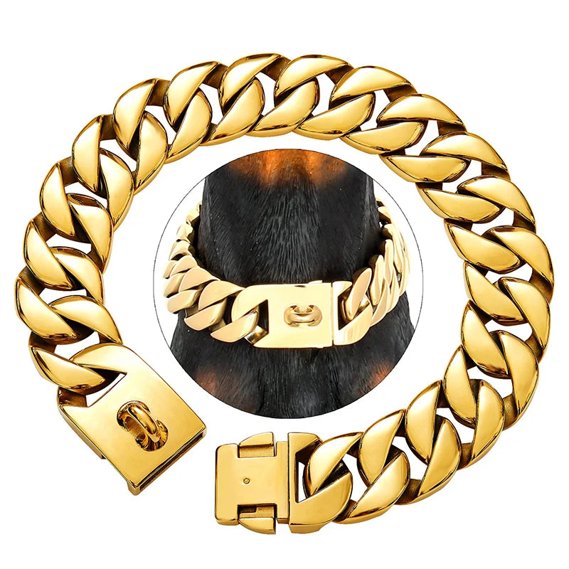 Skanto | KrachtNeck Metall Hundehalsbånd – Robust Rustfritt Stål Halsbånd for Store Hunder