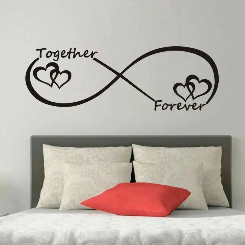 Skanto Together Forever Infinite Love Heart Wall Sticker for Bedroom Removable Peel and Stick Vinyl Wall Decal for Creative DIY Home Decor | Skanto