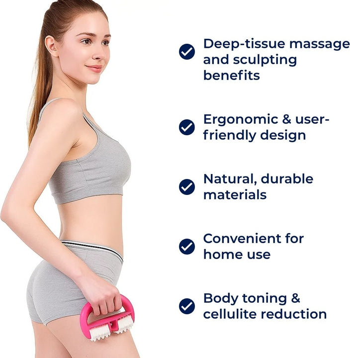 ToneWood | Cellulite Massasje Roller – Dypvev Skulptur – Naturlig Tre – Hjemme Kropp Toner Skanto