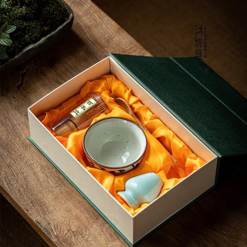Skanto | Zenmatcha Te seremoni sett – Komplett matcha gave sett med bambusvisp og skål