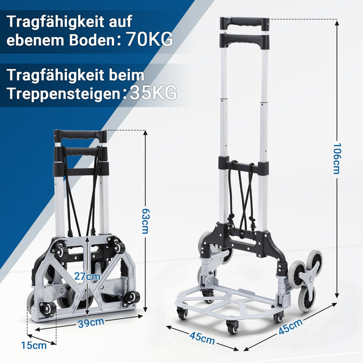 Trappetransportvogn Sammenleggbar Trappetruck opptil 75kg | Skanto