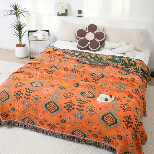 Skanto | Tribal-Inspirert Myk Geometrisk Frynse Teppe