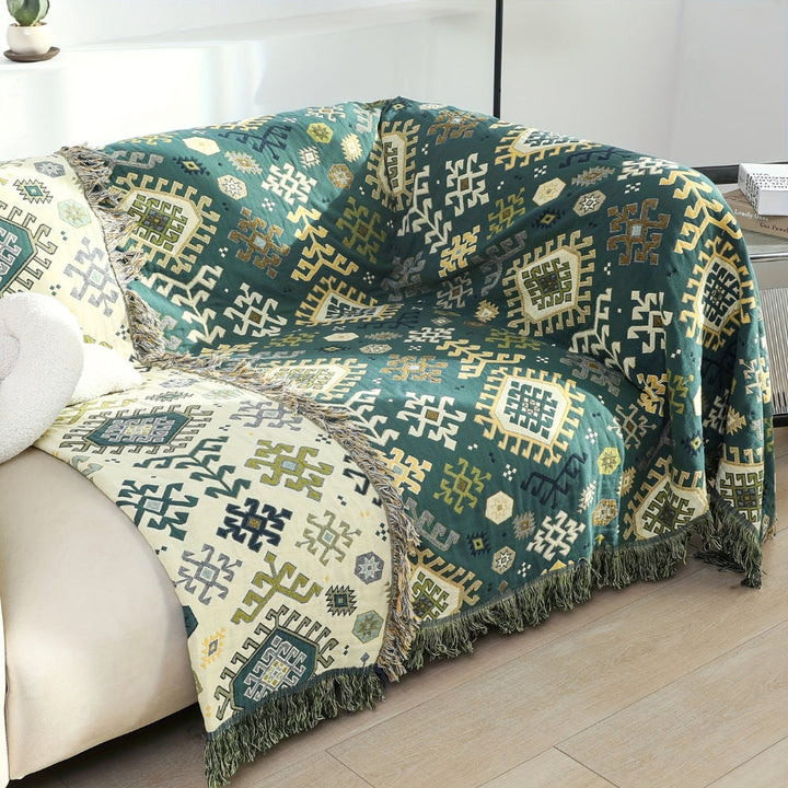Skanto | Tribal-Inspirert Myk Geometrisk Frynse Teppe