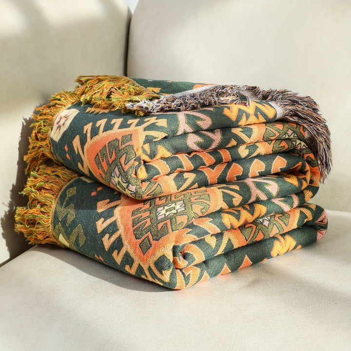 Skanto | Tribal-Inspirert Myk Geometrisk Frynse Teppe