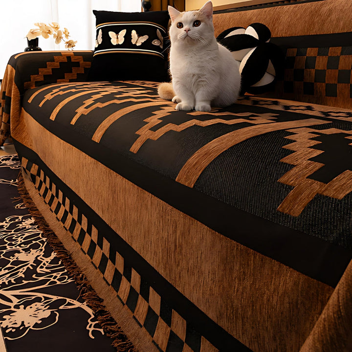 Skanto | Tribal Geometric Chenille Sofatrekk