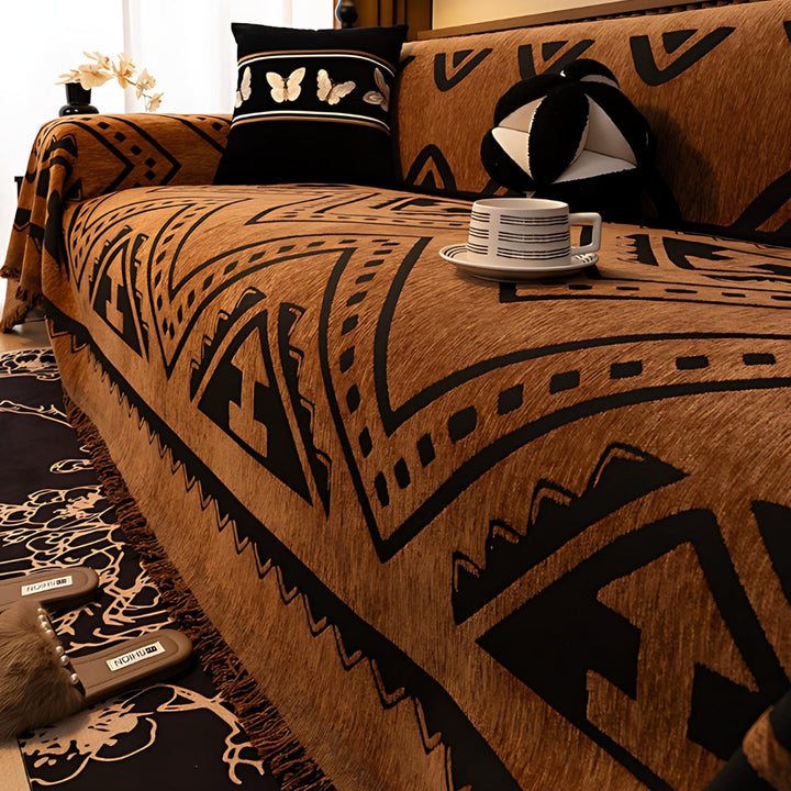Skanto | Tribal Geometric Chenille Sofatrekk