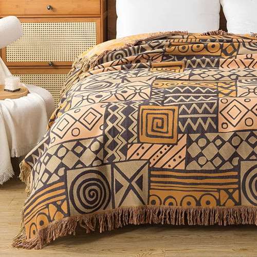 Skanto | Tribal Lappet Reversibel Frynse Bomullstekk