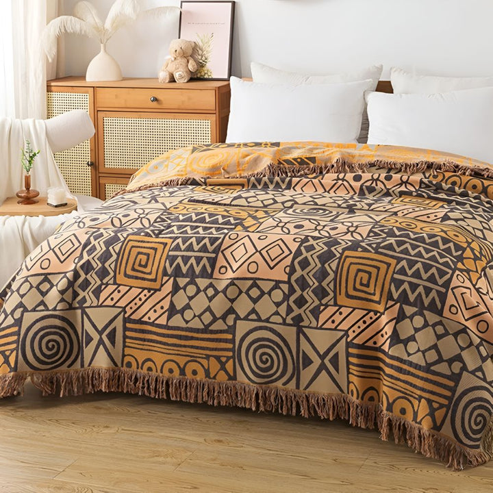 Skanto | Tribal Lappet Reversibel Frynse Bomullstekk