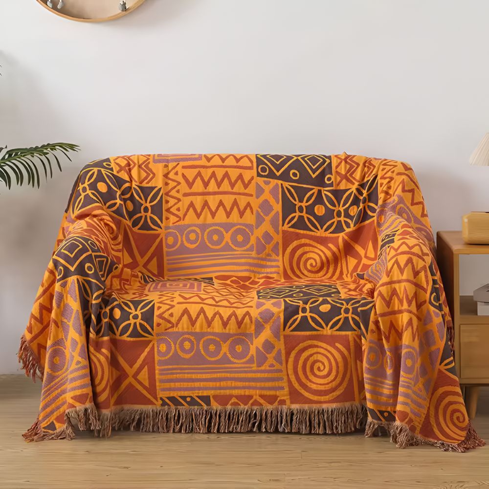 Skanto | Tribal Lappet Reversibel Frynse Bomullstekk