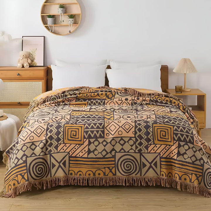 Skanto | Tribal Lappet Reversibel Frynse Bomullstekk