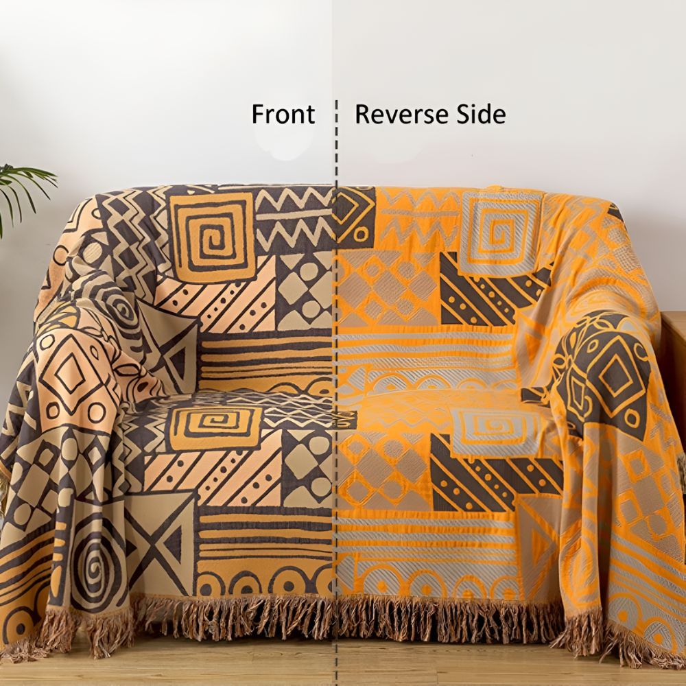Skanto | Tribal Lappet Reversibel Frynse Bomullstekk