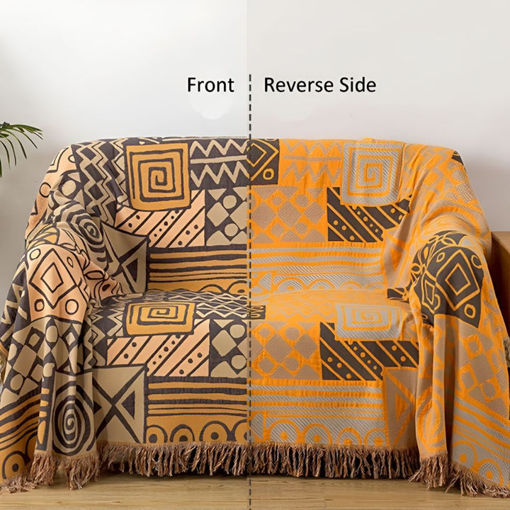 Skanto | Tribal Lappet Reversibel Frynse Bomullstekk