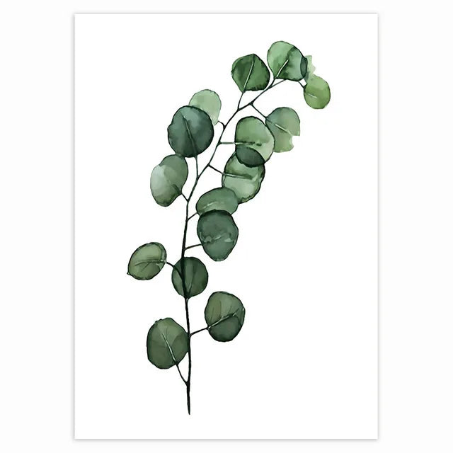 Tropiske grønne blader Monstera-bregne-palme veggkunst fin kunst lerretstrykk akvarellplakater bilder for stuen nordisk interiørdesign | Skanto