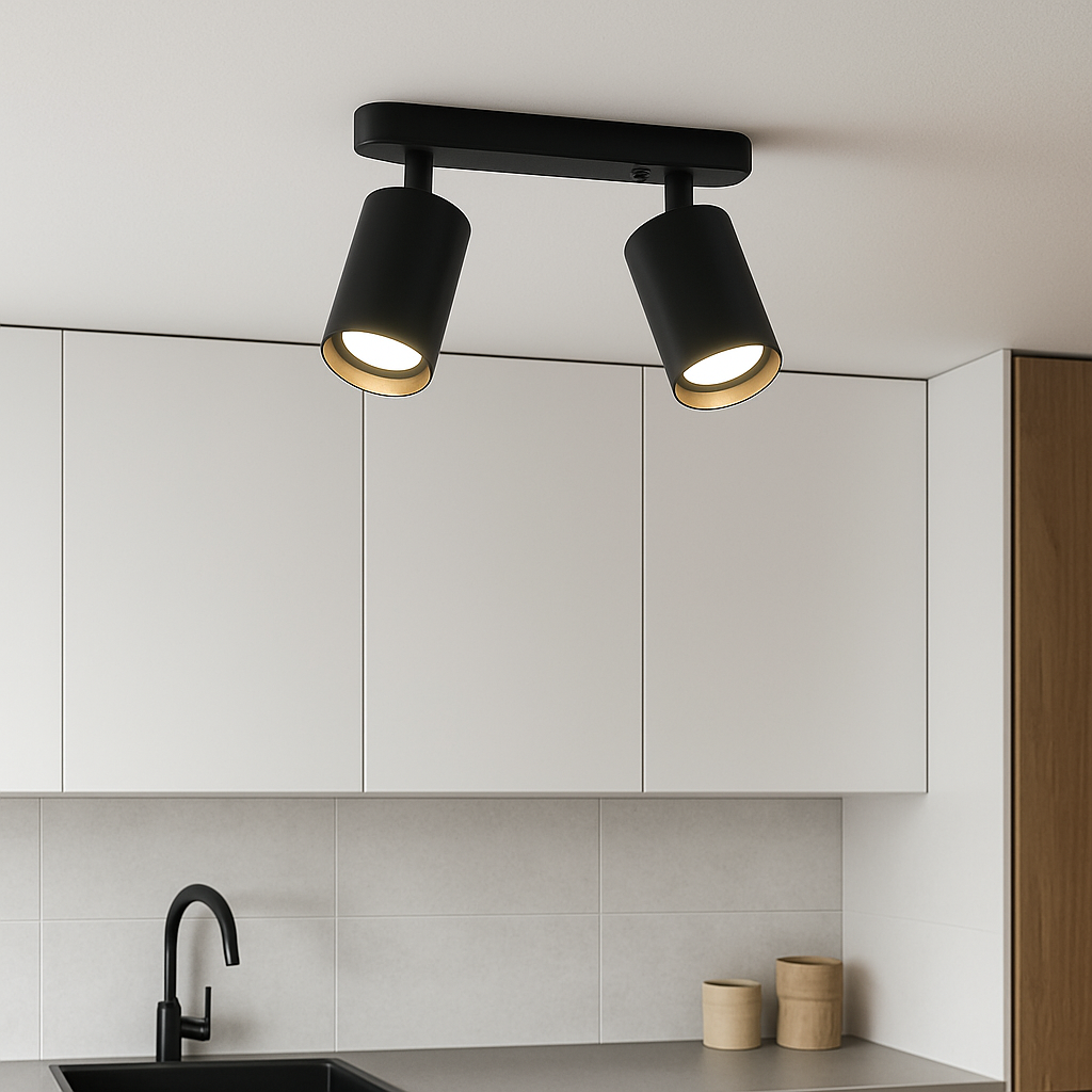 Skanto | TwinGlow Rotterende Taklampe – Justerbar 2-Hodes Moderne Spotlights