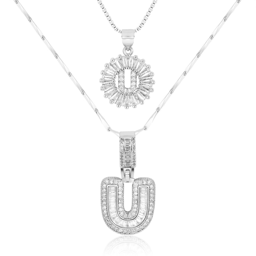 Skanto | 2pc 14k Diamant Bokstav Initial Halskjeder