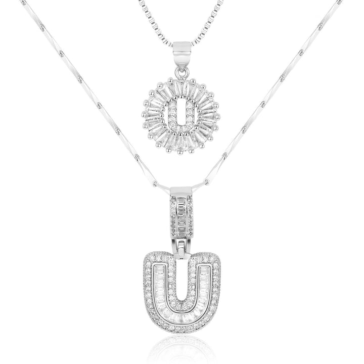 Skanto | 2pc 14k Diamant Bokstav Initial Halskjeder