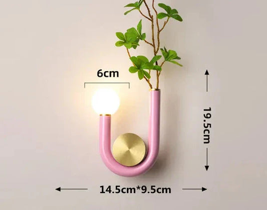 Moderne U-formet LED-vegglampe i rosa – Stilig vegglampe for soverom og barnerom
