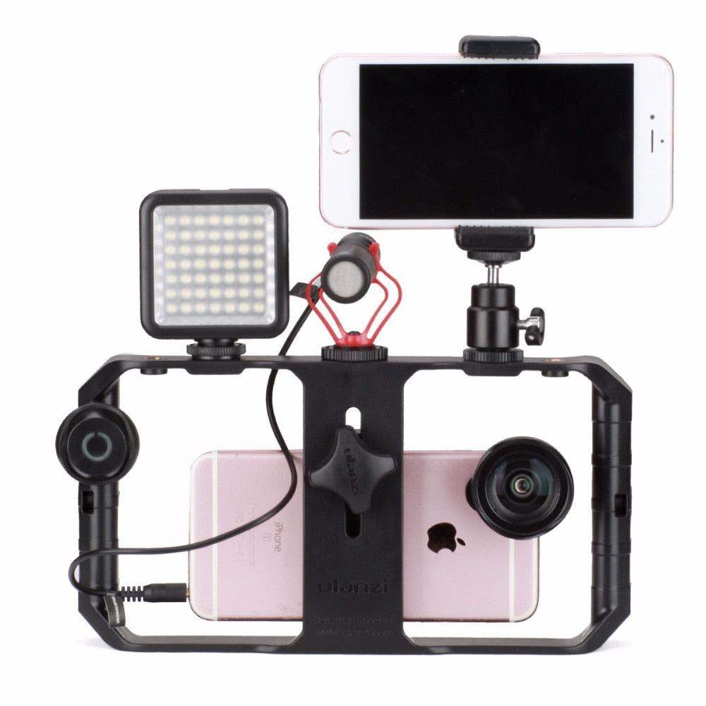 VideoGrip Smartphone-Stabilisator – Profesjonell Filmkäfig med Blitzschuhhalterungen