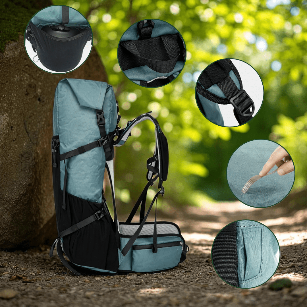 Skanto | Ultralett 50L eventyr ryggsekk med rull-top og ripstop nylon