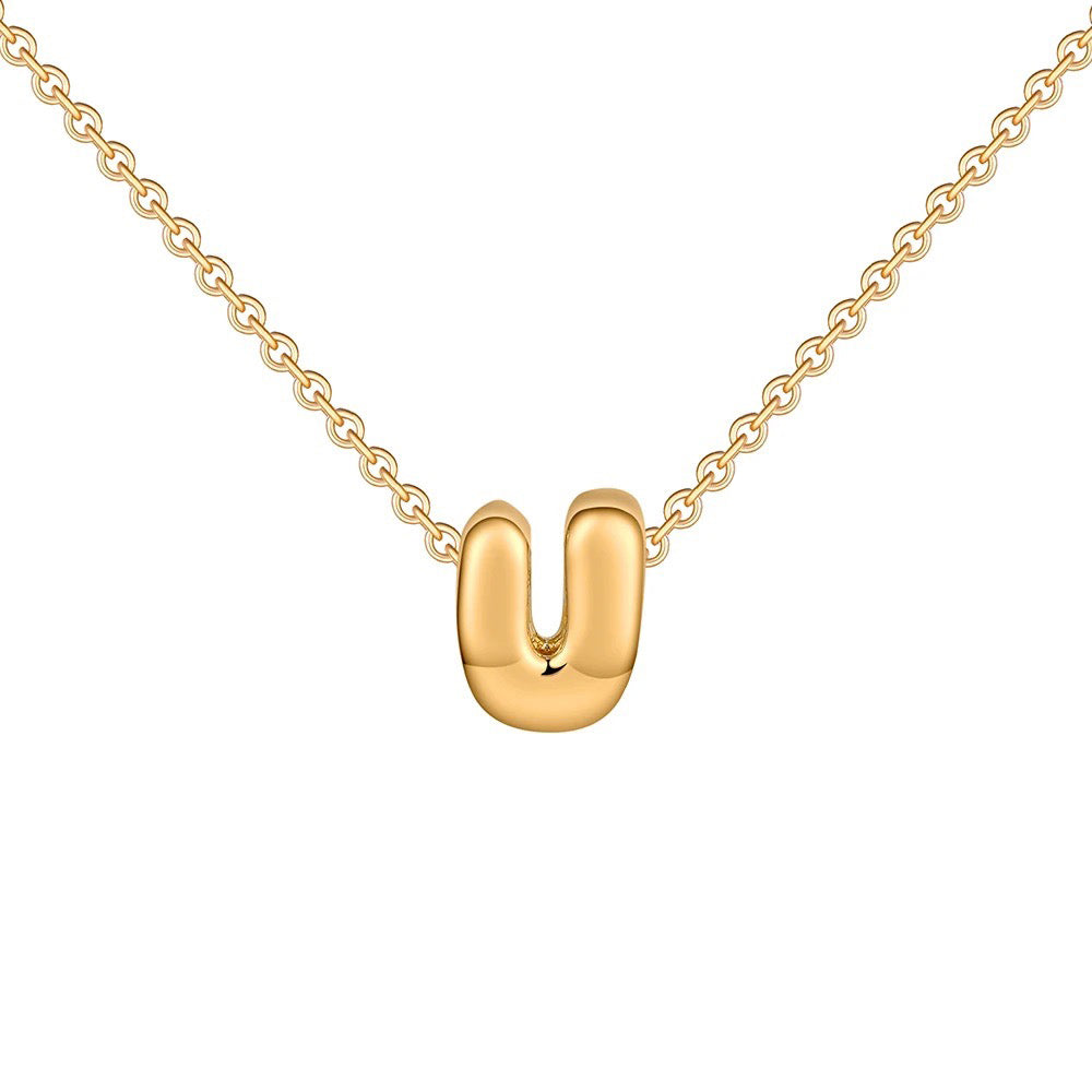 Skanto | Dainty Bubble Letter Initial Necklace